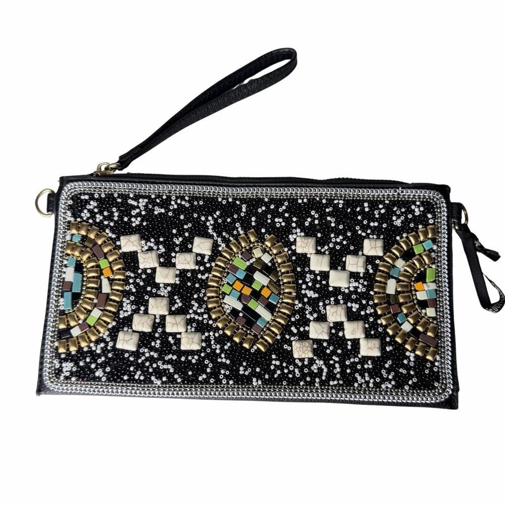 Coco & Carmen Beaded Clutch Wristlet Bag Boho Festival Travel